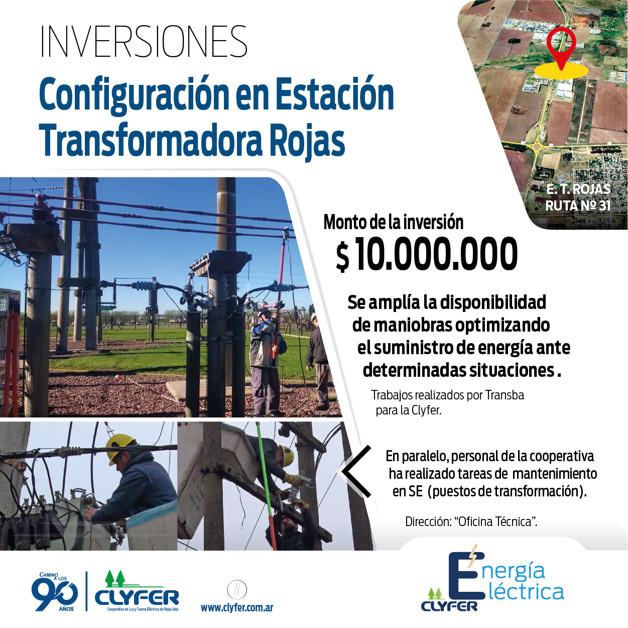 Inversiones en Estación Transformadora Rojas x 10 millones de pesos