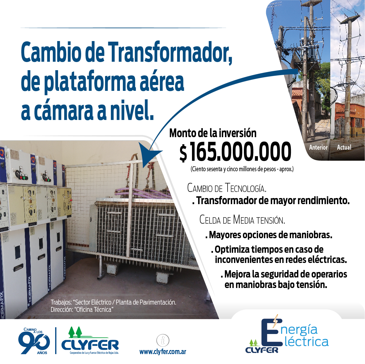 Importante inversión en calidad de servicio y seguridad eléctrica.
